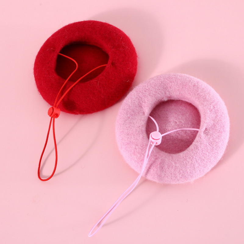 Roosa jänesekõrva koeramüts Punase kassi barett villane müts Peapael Nokamüts Armas jõulukostüüm Juuste aksessuaar Fotorekvisiidid Pühade lemmiklooma müts