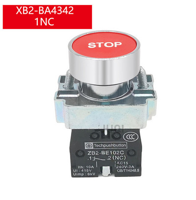 1Gb 22 mm pogas slēdzis pašatiestatīt XB2 plakanā spiedpoga avārijas apturēšanas palaišana NO/NC barošanas slēdzis B2-BA4342 XB2-BA31 XB2-BA42