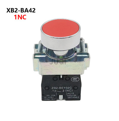 1Gb 22 mm pogas slēdzis pašatiestatīt XB2 plakanā spiedpoga avārijas apturēšanas palaišana NO/NC barošanas slēdzis B2-BA4342 XB2-BA31 XB2-BA42