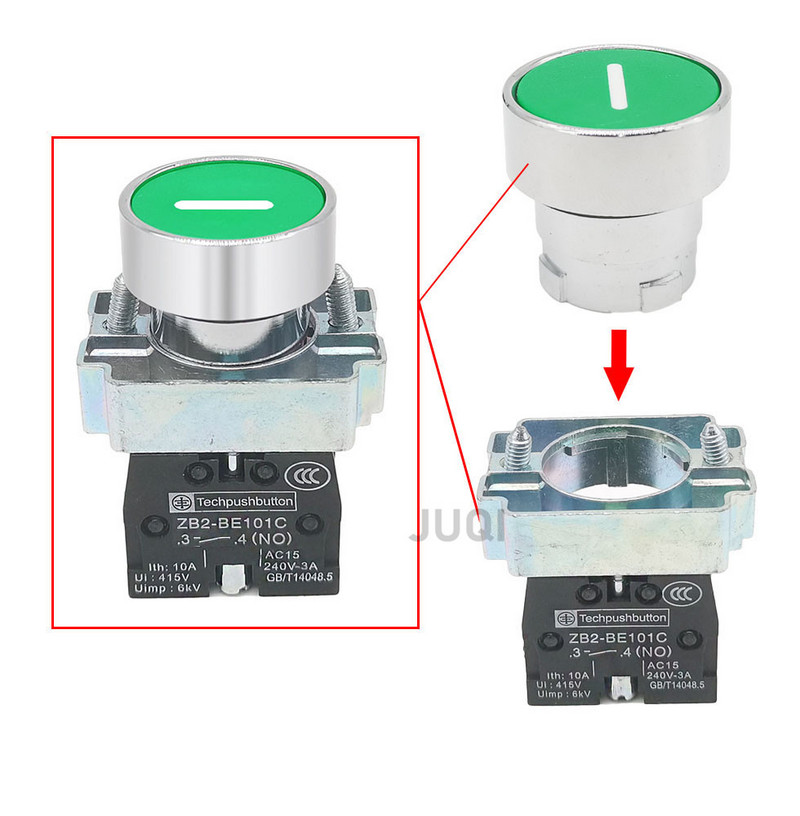 1Gb 22 mm pogas slēdzis pašatiestatīt XB2 plakanā spiedpoga avārijas apturēšanas palaišana NO/NC barošanas slēdzis B2-BA4342 XB2-BA31 XB2-BA42