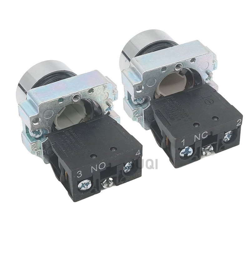 1Gb 22 mm pogas slēdzis pašatiestatīt XB2 plakanā spiedpoga avārijas apturēšanas palaišana NO/NC barošanas slēdzis B2-BA4342 XB2-BA31 XB2-BA42