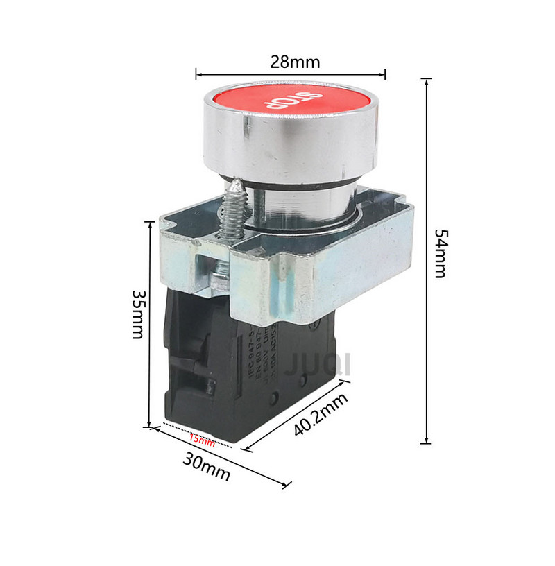 1Gb 22 mm pogas slēdzis pašatiestatīt XB2 plakanā spiedpoga avārijas apturēšanas palaišana NO/NC barošanas slēdzis B2-BA4342 XB2-BA31 XB2-BA42