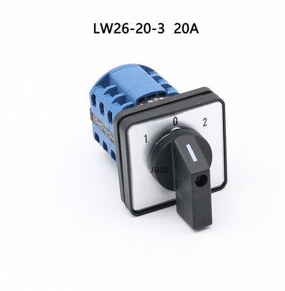 LW26-20 Prekidač za prijenos 1/2/3/4/5 katova 440V 20A Rotacija motora za prebacivanje naprijed i nazad Prekidač s 3 položaja 1-0-2