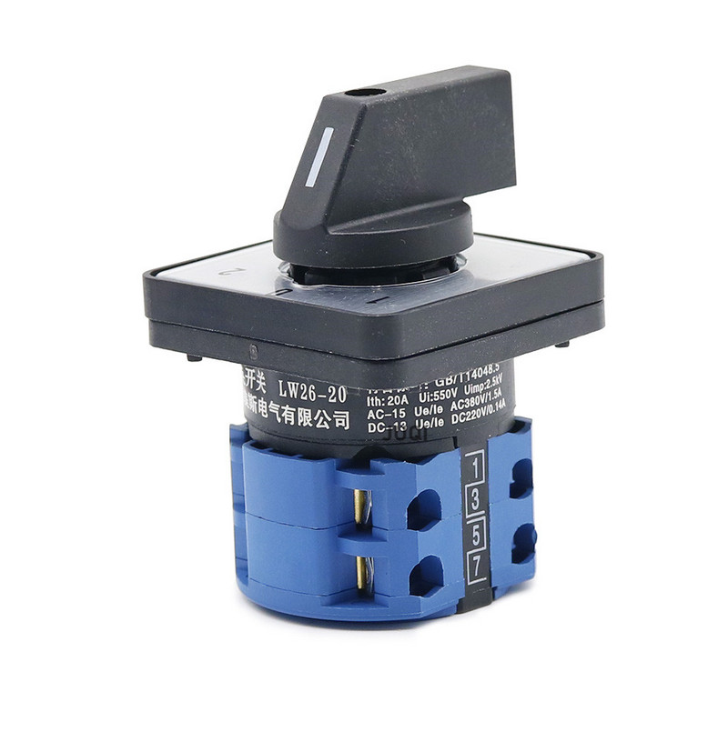 LW26-20 Prekidač za prijenos 1/2/3/4/5 katova 440V 20A Rotacija motora za prebacivanje naprijed i nazad Prekidač s 3 položaja 1-0-2