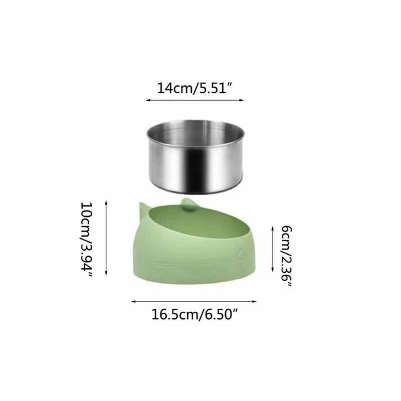 Posuda za pse od nehrđajućeg čelika Neklizajuća baza za štene Hrana za mačke Hranilica za vodu za piće Nagibna posuda za zaštitu vrata Posuda za kućne ljubimce 200 ml