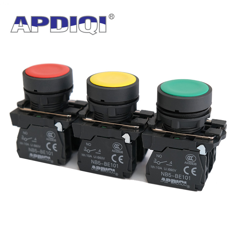 1Pcs XB5 AA31 Plastični Ponovno pokretanje Napajanje Start Stop Trenutačno pritisni prekidač Normalno otvoren NO NC Crveno Zeleno Žuto 22 mm ZB5