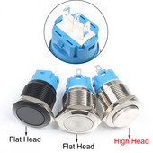 Uut tüüpi 19 mm veekindel hetkeline/lukustuv roostevabast terasest metallist surunupplüliti EI LED-i 3 kontaktiga kõrge/lame ümmargune automaatmootoriga arvuti