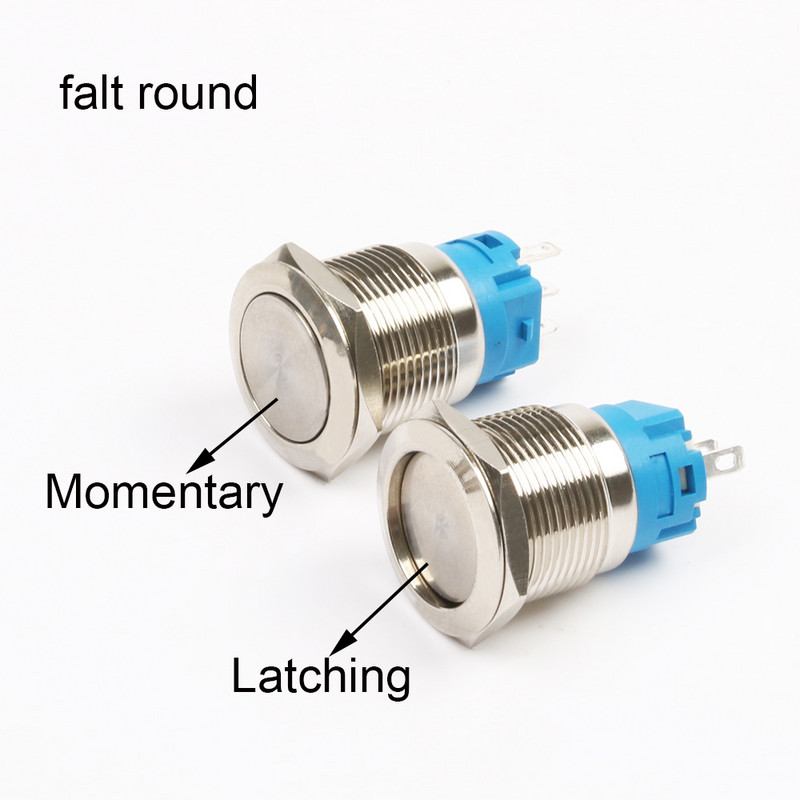 Uut tüüpi 19 mm veekindel hetkeline/lukustuv roostevabast terasest metallist surunupplüliti EI LED-i 3 kontaktiga kõrge/lame ümmargune automaatmootoriga arvuti