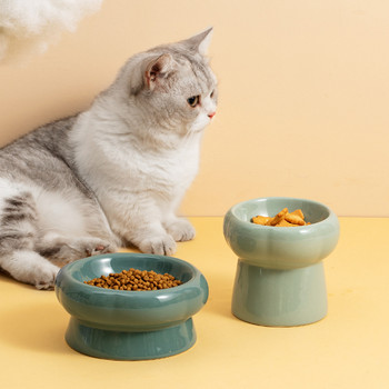 Κεραμικά μπολ για γάτα ψηλό πόδι Μικρά μεσαία τροφή για σκύλους Τροφοδοσία νερού για κατοικίδια Πιάτα κατανάλωσης τροφής Γάτες Κουτάβι Ανυψωμένο μπολ ταΐσματος