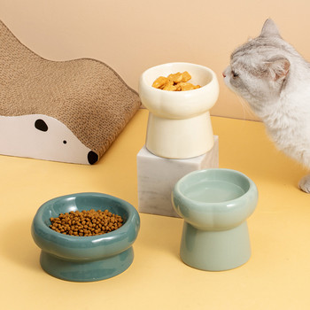 Κεραμικά μπολ για γάτα ψηλό πόδι Μικρά μεσαία τροφή για σκύλους Τροφοδοσία νερού για κατοικίδια Πιάτα κατανάλωσης τροφής Γάτες Κουτάβι Ανυψωμένο μπολ ταΐσματος