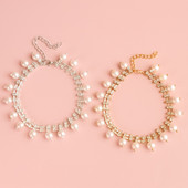 Luksuzna biserna ogrlica za pse Nakit Zlatni/srebrni lanac Ogrlica za pse s dijamantima Podesiva za male srednje pse Mačke Dodaci za kućne ljubimce