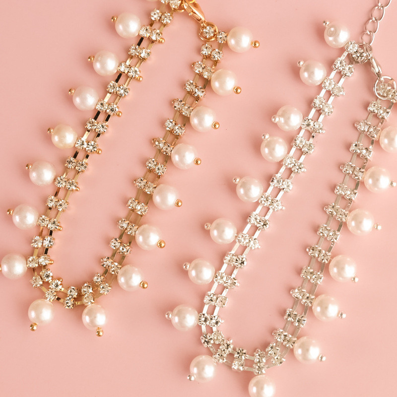 Luksuzna biserna ogrlica za pse Nakit Zlatni/srebrni lanac Ogrlica za pse s dijamantima Podesiva za male srednje pse Mačke Dodaci za kućne ljubimce