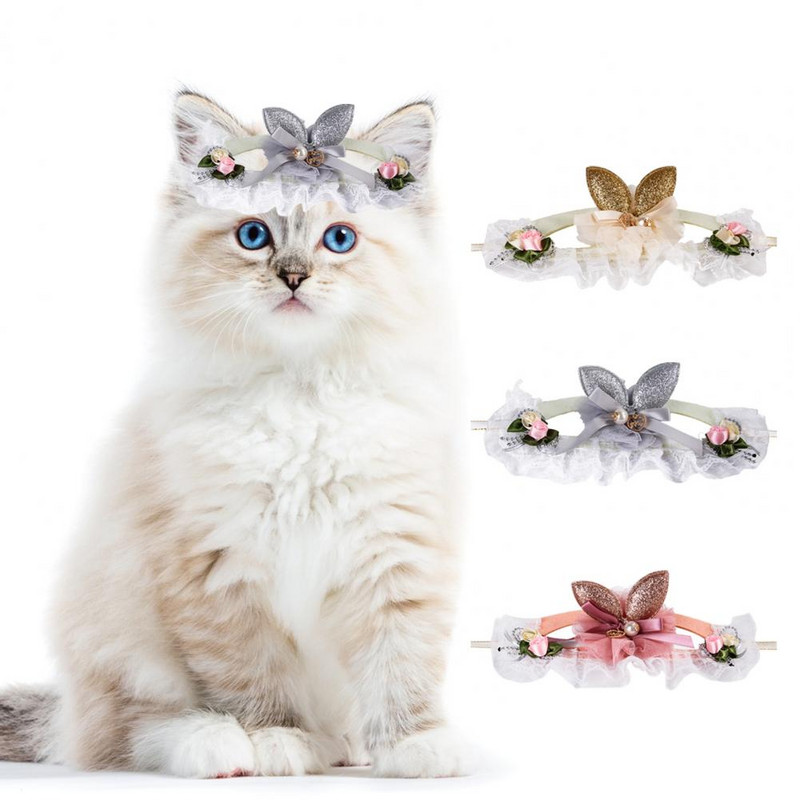 Armas kutsikapeapael Bow-knot Kitty peapael kangast Dekoratiivne läikiv printsessimüts Kitty peapael