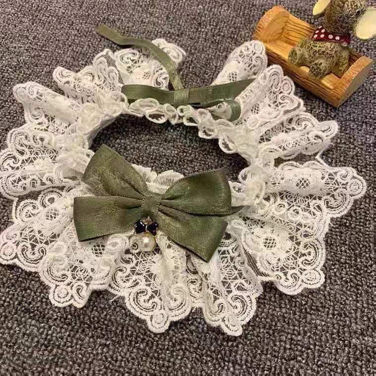 2021. Mačka Ručno izrađena velika čipkana leptir mašna Dodaci za kućne ljubimce Čipkana ogrlica za pse Pseća leptir mašna