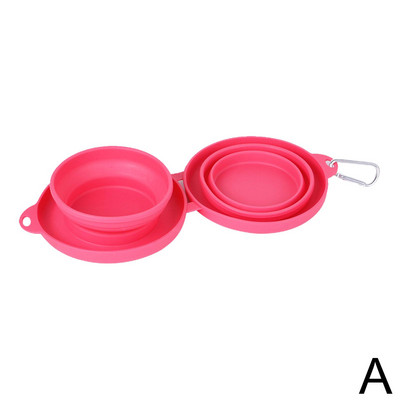 Sklopive zdjele za pse Silikonska zadebljana dvostruka zdjela za kućne ljubimce Prijenosne hranilice za pse na otvorenom Posuda za hranu za pse s dvostrukom zdjelom C5c5
