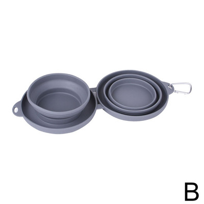 Sklopive zdjele za pse Silikonska zadebljana dvostruka zdjela za kućne ljubimce Prijenosne hranilice za pse na otvorenom Posuda za hranu za pse s dvostrukom zdjelom C5c5