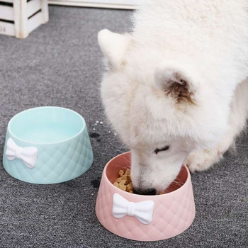 Μπολ για τροφή για σκύλους για κατοικίδια Μπολ Πιάτο με τροφοδοτικό για κουτάβια με παπιγιόν με διαμάντι Μπολ για γάτα με φιόγκο για νερό Γλυκά μπολ τροφοδοσίας κατοικίδιων πριγκίπισσας