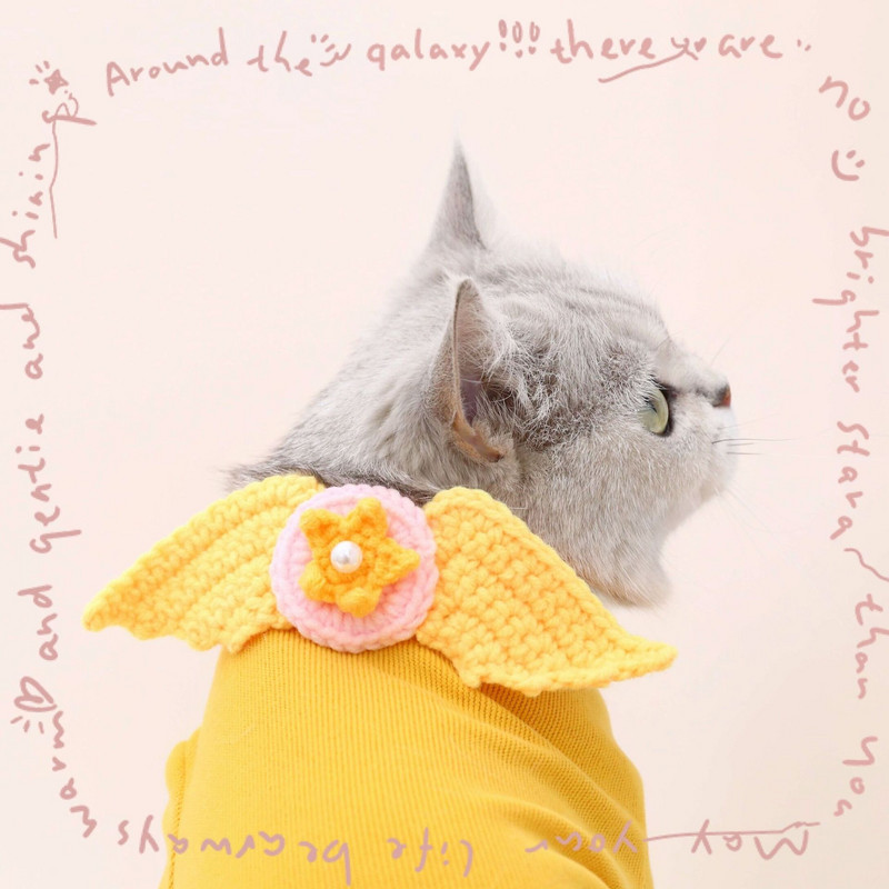 Ogrlica za mačku Pletena krila Vunena zvijezda Podesivi Zeko Zec Pas Ogrlica Rođendanska uspomena na kućnog ljubimca Božićni dodaci