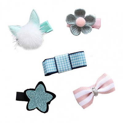 5 τμχ/Σετ Κλιπ μαλλιών για κατοικίδια Πολύχρωμα Διακόσμηση μαλλιών για κατοικίδια Ύφασμα Cute Pet Dogs Κλιπ μαλλιών για το νέο έτος