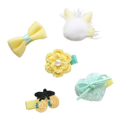 5 τμχ/Σετ Κλιπ μαλλιών για κατοικίδια Πολύχρωμα Διακόσμηση μαλλιών για κατοικίδια Ύφασμα Cute Pet Dogs Κλιπ μαλλιών για το νέο έτος