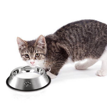 Νέα μπολ για σκύλους για γάτες από ανοξείδωτο ατσάλι Τροφοδότης τροφοδοσίας Μπολ Νερού για κατοικίδια σκύλους Γάτες Κουτάβι Υπαίθριο πιάτο φαγητού 4 μεγεθών