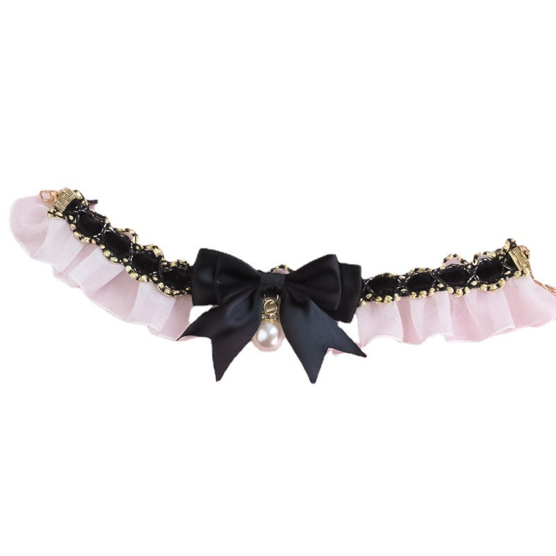 Biserna čipkana mašna Ogrlica za kućne ljubimce s podesivom kopčom za kućnog ljubimca, psa, mačku, ogrlicu, nakit, dodatke za kućne ljubimce, ogrlice za mačiće, privjesak za mačke