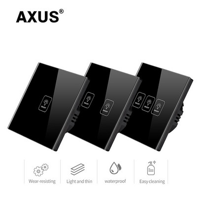 Διακόπτης αφής τοίχου AXUS EU Standard Tempered Glass Panel 1/2/3 Gang 1 Way Sensor Light Switch Αδιάβροχος 10A 110-220V Διακόπτης λυχνίας