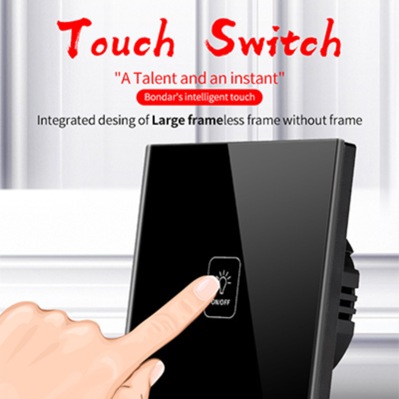 AXUS seina puutelüliti EL standardne karastatud klaaspaneel 1/2/3 Gang 1-way valgusanduri lüliti veekindel 10A 110-220V lambi lüliti