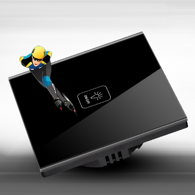 AXUS seina puutelüliti EL standardne karastatud klaaspaneel 1/2/3 Gang 1-way valgusanduri lüliti veekindel 10A 110-220V lambi lüliti