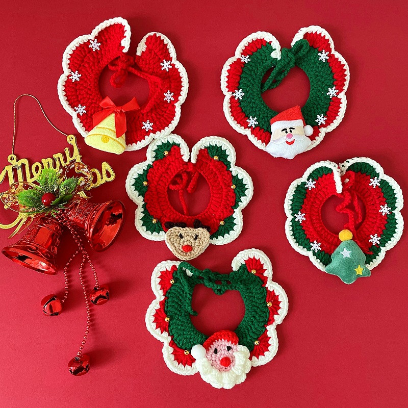 Podesivi kućni ljubimac Božićni pleteni vrat Meki slatki vuneni ovratnik Ovratnik Šal Ukras za mačke Dodaci Festivalski poklon