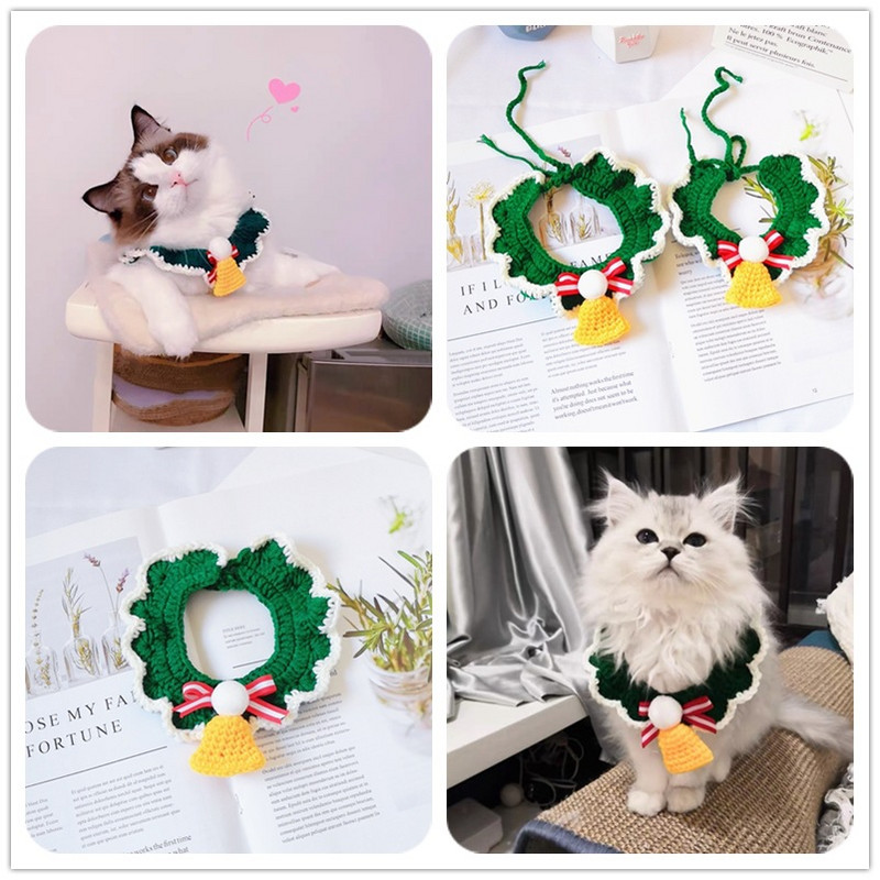 Podesivi kućni ljubimac Božićni pleteni vrat Meki slatki vuneni ovratnik Ovratnik Šal Ukras za mačke Dodaci Festivalski poklon