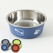 Nerūsējošā tērauda suņu bļoda Izturīga, neslīdoša gumijas dibena lolojumdzīvnieku barības ūdens bļoda jauks apdrukāts kucēnu barotājs mazam vidējam lielam sunim