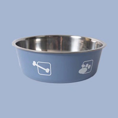 Nerūsējošā tērauda suņu bļoda Izturīga, neslīdoša gumijas dibena lolojumdzīvnieku barības ūdens bļoda jauks apdrukāts kucēnu barotājs mazam vidējam lielam sunim