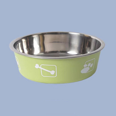 Nerūsējošā tērauda suņu bļoda Izturīga, neslīdoša gumijas dibena lolojumdzīvnieku barības ūdens bļoda jauks apdrukāts kucēnu barotājs mazam vidējam lielam sunim