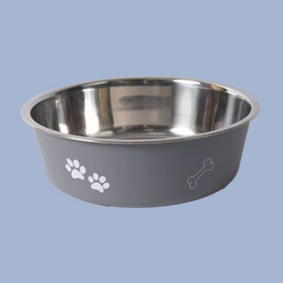 Nerūsējošā tērauda suņu bļoda Izturīga, neslīdoša gumijas dibena lolojumdzīvnieku barības ūdens bļoda jauks apdrukāts kucēnu barotājs mazam vidējam lielam sunim