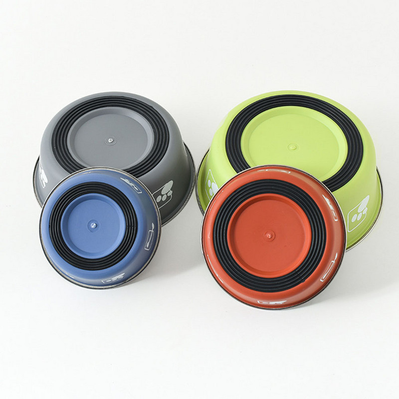 Nerūsējošā tērauda suņu bļoda Izturīga, neslīdoša gumijas dibena lolojumdzīvnieku barības ūdens bļoda jauks apdrukāts kucēnu barotājs mazam vidējam lielam sunim