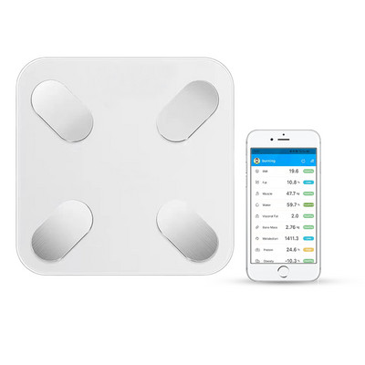 Bluetooth vaga Podna elektronska kupaonska vaga Visokoprecizna vaga LED dispaly BMI Body Fat Muscle Mass Analyzer Bijela