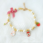 Mačka Mačka Biserni privjesak Ogrlica Pas Podesivi Opseg vrata protiv gušenja Modna ogrlica za kućne ljubimce Dodaci za ukrašavanje kućnih ljubimaca