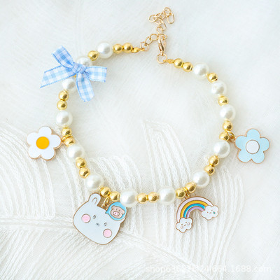 Mačka Mačka Biserni privjesak Ogrlica Pas Podesivi Opseg vrata protiv gušenja Modna ogrlica za kućne ljubimce Dodaci za ukrašavanje kućnih ljubimaca