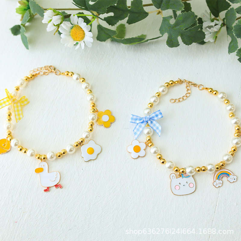 Mačka Mačka Biserni privjesak Ogrlica Pas Podesivi Opseg vrata protiv gušenja Modna ogrlica za kućne ljubimce Dodaci za ukrašavanje kućnih ljubimaca