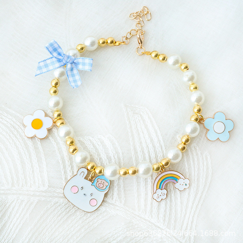 Mačka Mačka Biserni privjesak Ogrlica Pas Podesivi Opseg vrata protiv gušenja Modna ogrlica za kućne ljubimce Dodaci za ukrašavanje kućnih ljubimaca