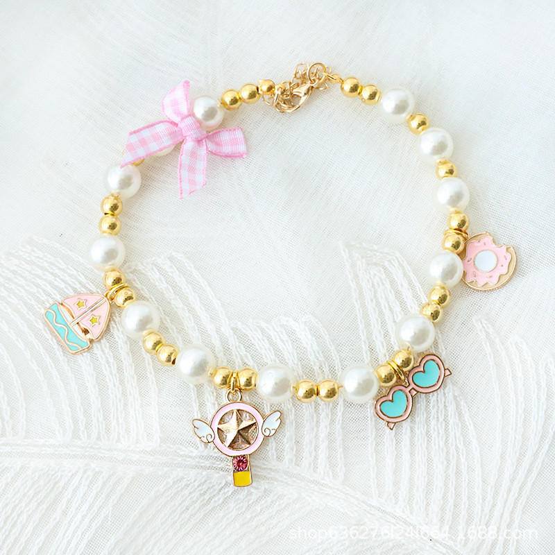 Mačka Mačka Biserni privjesak Ogrlica Pas Podesivi Opseg vrata protiv gušenja Modna ogrlica za kućne ljubimce Dodaci za ukrašavanje kućnih ljubimaca