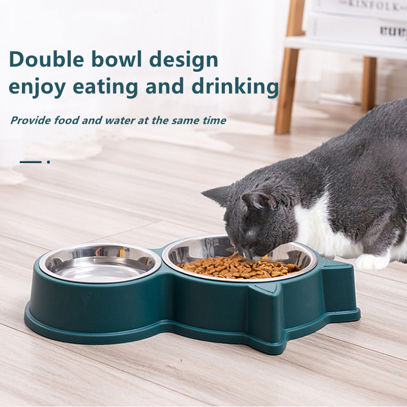 Mačka Posuda za pse Od nehrđajućeg čelika Hranilica za kućne ljubimce Psi Dvostruke zdjelice za vodu koje se mogu prati Slatka mačja hrana Zalogaji Spremnik za posuđe Pribor za kućne ljubimce