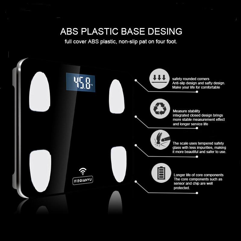 Uus digitaalne vannitoa kaal Bluetooth keharasv mi kaal põrand Smart Bmi inimese kaal leibkonna kaal keha 180 kg