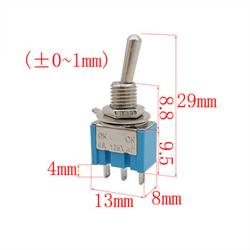 2/5Pcs SPDT Mini Toggle Switch 3-Pin ON-OFF-ON / ON-ON 2/3 Position Miniature Button Switches 6A 125V AC MTS-102 MTS-103