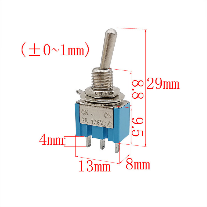 2/5 tk SPDT mini lüliti 3-kontaktiline SISSE-VÄLJA-SEES / SISSE-SISSE 2/3 asendi miniatuursed toitenupu lülitid 6A 125V AC MTS-102 MTS-103