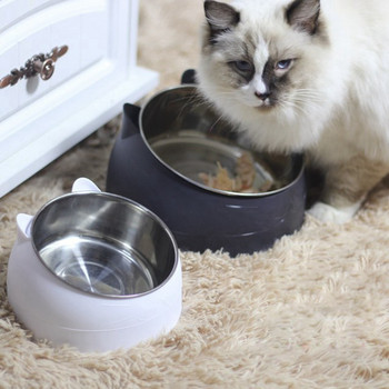Χαριτωμένο μπολ νερού για τροφή για σκύλους γάτας Ανυψωμένη βάση χωρίς ολίσθηση από ανοξείδωτο ατσάλι Ανυψωμένη βάση Κλίση τροφοδοσίας μπολ Προμήθειες για κατοικίδια