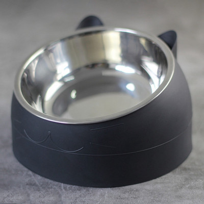 Jauka kaķu suņu barība ūdens bļoda pacelta, neslīdoša pamatne, nerūsējošais tērauds, paaugstināts statīvs, noliekts padeves bļodas, mājdzīvnieku piederumi