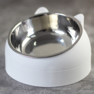 Jauka kaķu suņu barība ūdens bļoda pacelta, neslīdoša pamatne, nerūsējošais tērauds, paaugstināts statīvs, noliekts padeves bļodas, mājdzīvnieku piederumi