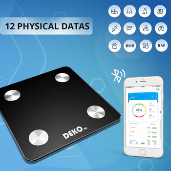 Везна за телесни мазнини Интелигентна Bluetooth везна за тегло за баня Мониторинг на здравето Безжичен цифров анализатор на телесния състав на ИТМ